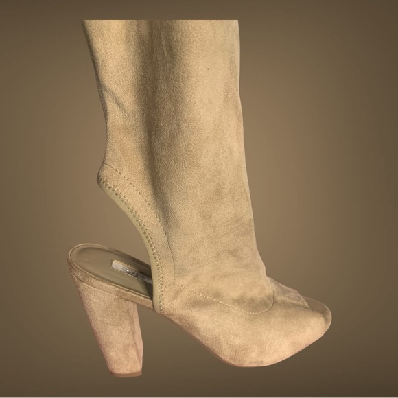 Guess Open Toe Knee High Suede Boots - Picture 6 of 11